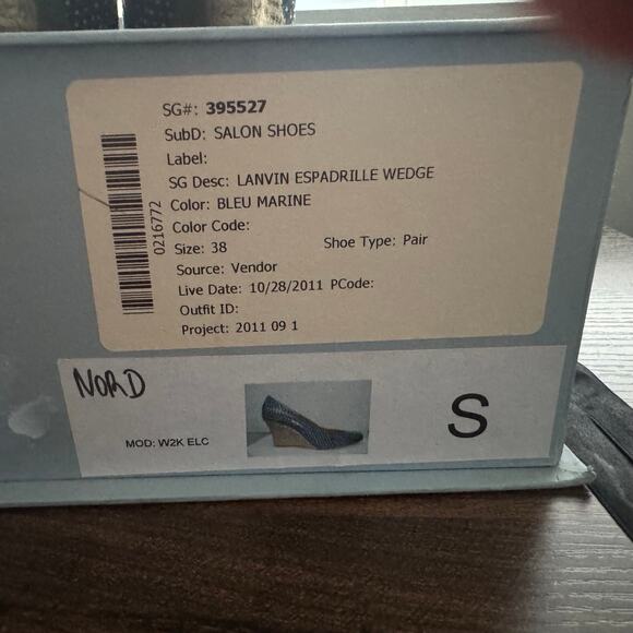 NIB Lanvin Snakeskin Embossed Dotted Espadrille Wedges in Bleu Marine - Picture 11 of 12